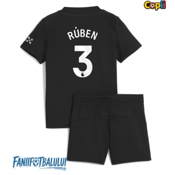 Manchester City Ruben Dias #3 Echipament de Fotbal Replică 2025-26 Copii Deplasare (+ Șorturi)
